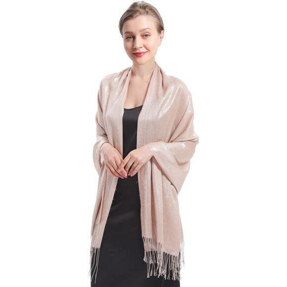 Sparkly Metallic Shawls Wraps, Rose Gold - Picture 5 of 7